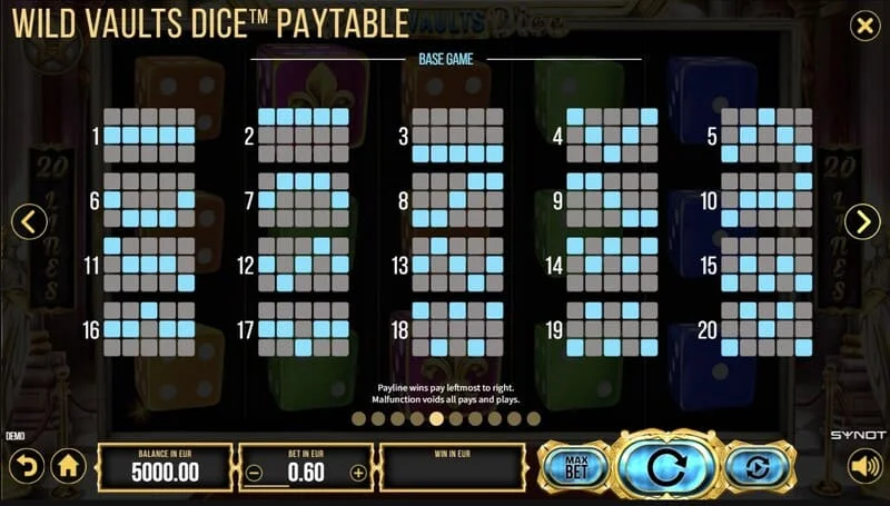 Wild Vaults Dice – Wild Dice s násobitelem na výherní linii